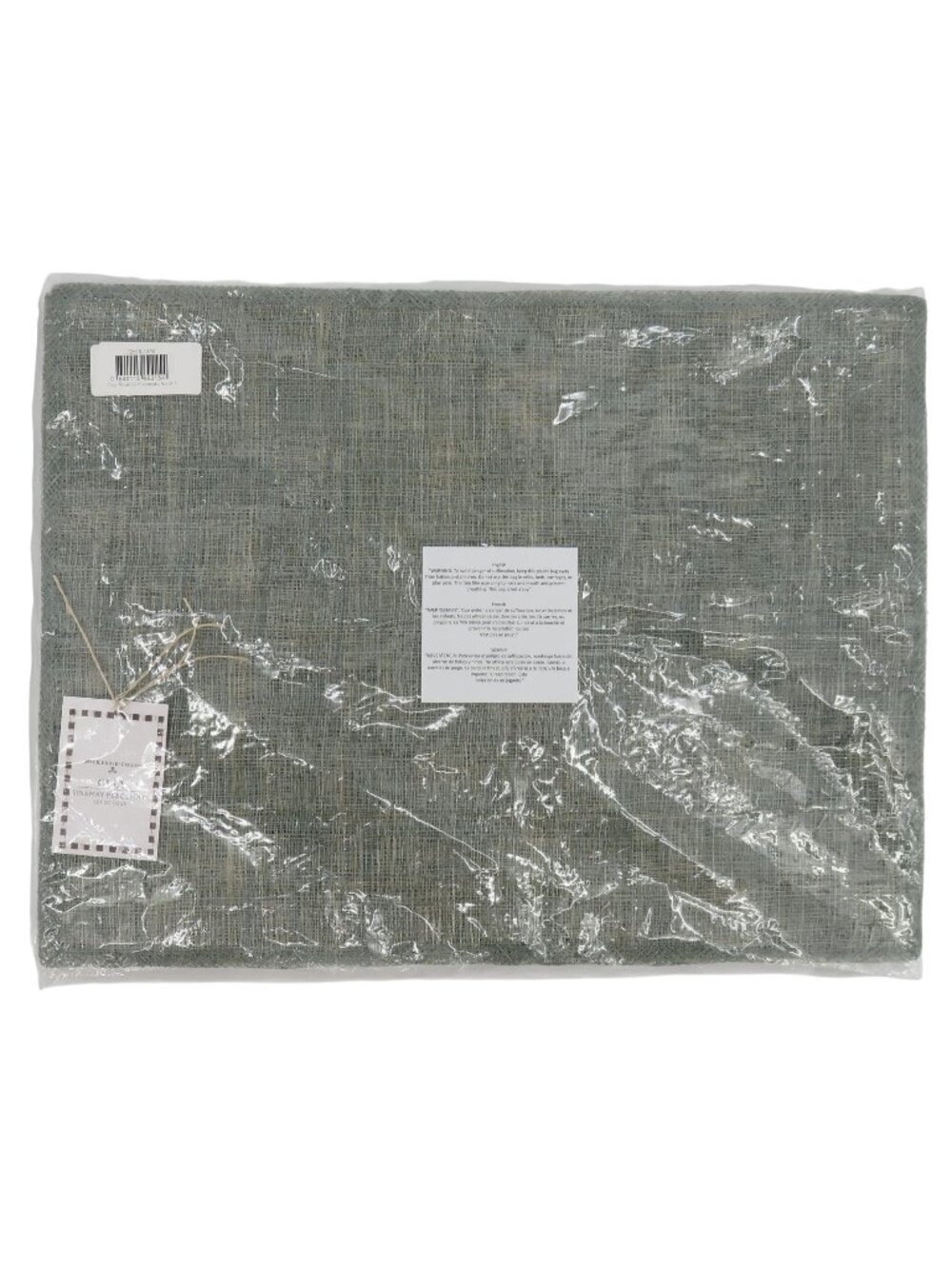 NEW Mackenzie-Childs Set of 4 Grey Sinamay Placemats Woven Abaca Fibers NWT